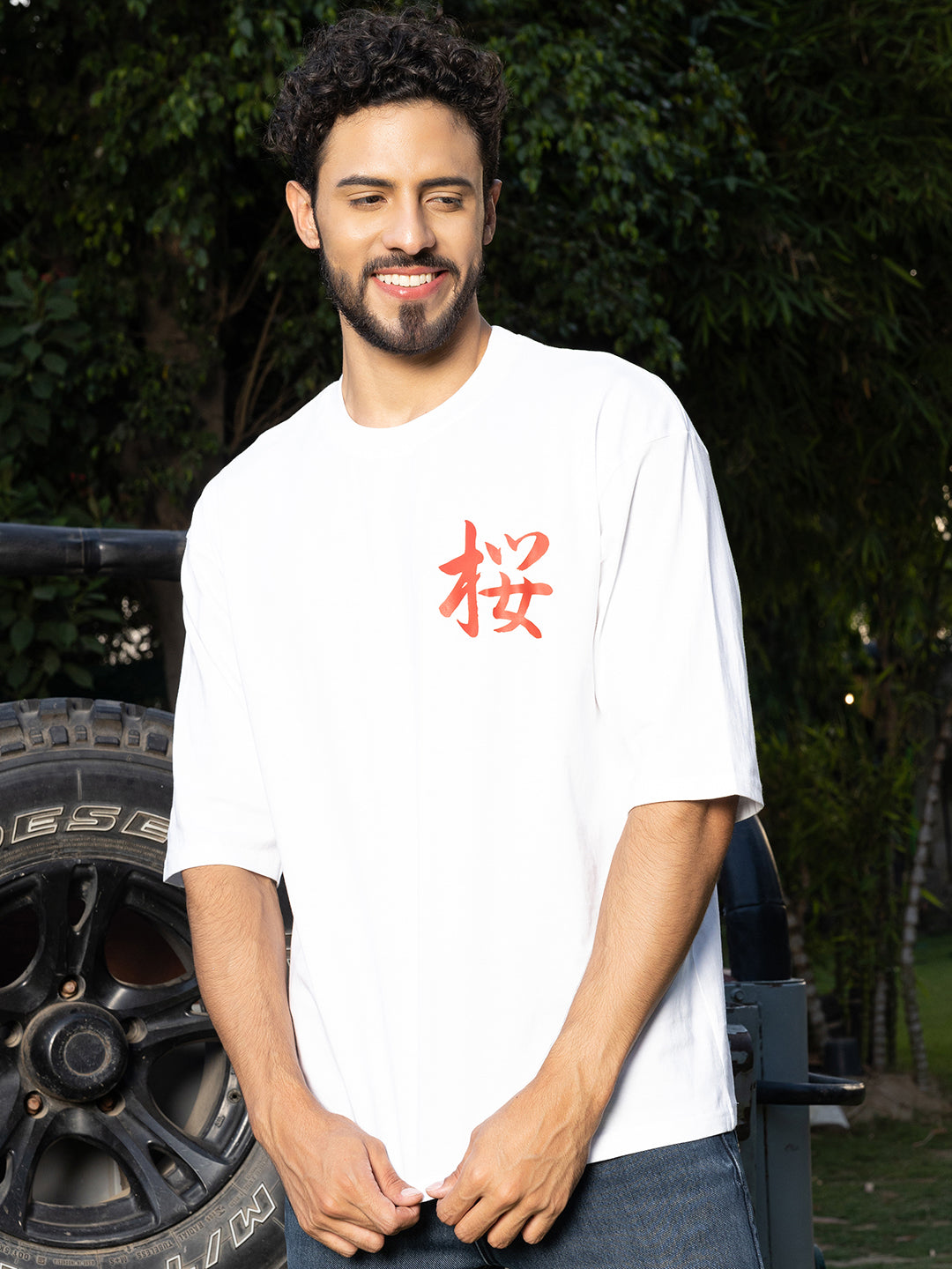Karate White Oversized Drop shoulder Tee by Stylo Fashion