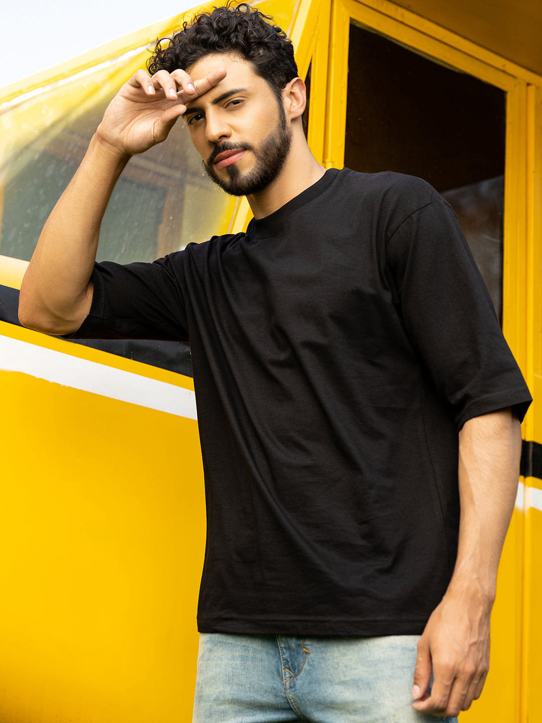 Hiphop Black Oversized Drop shoulder Tee by Stylo Fashion
