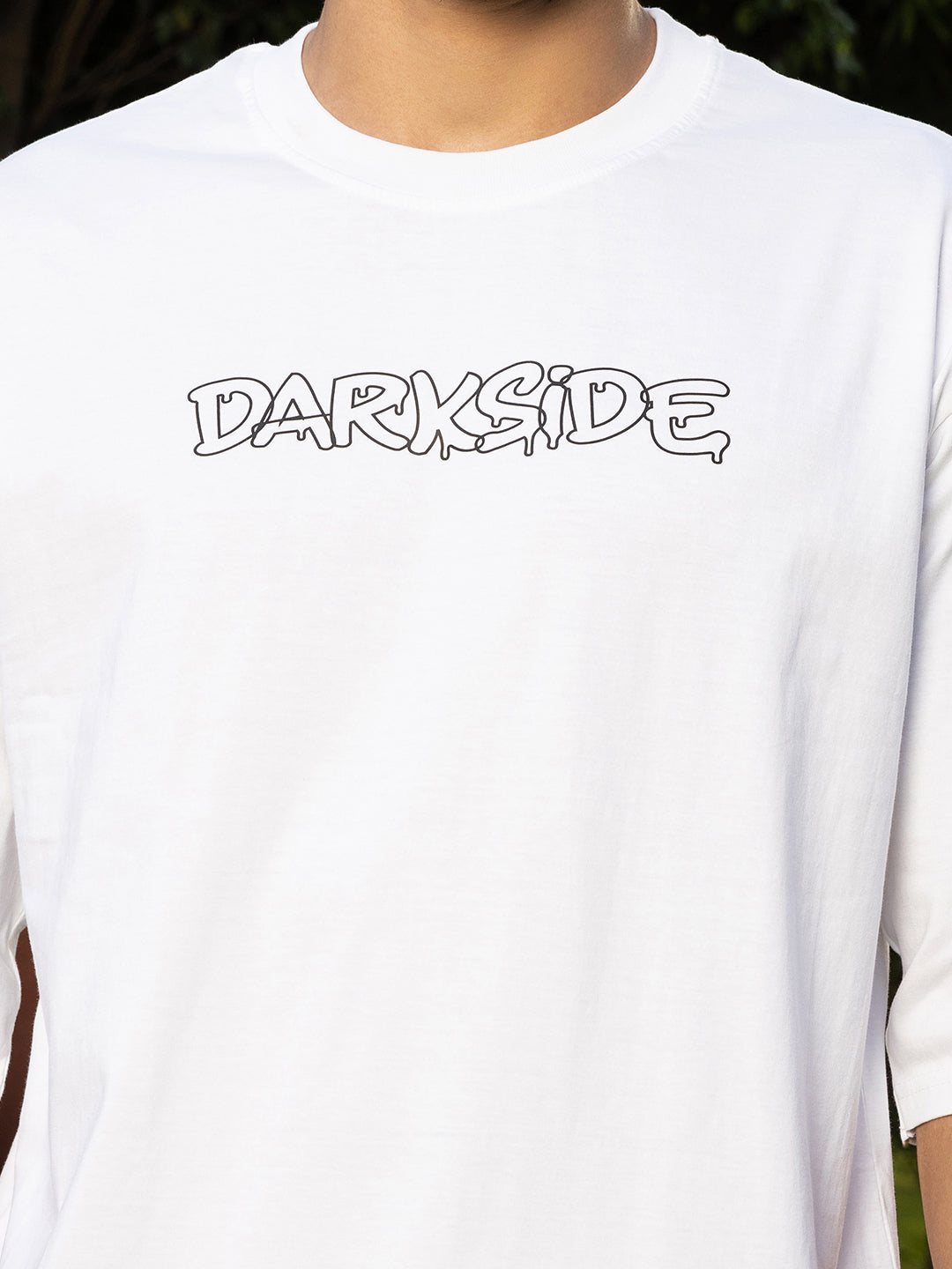 Darkside White Oversized Drop shoulder Tee by Stylo Fashion