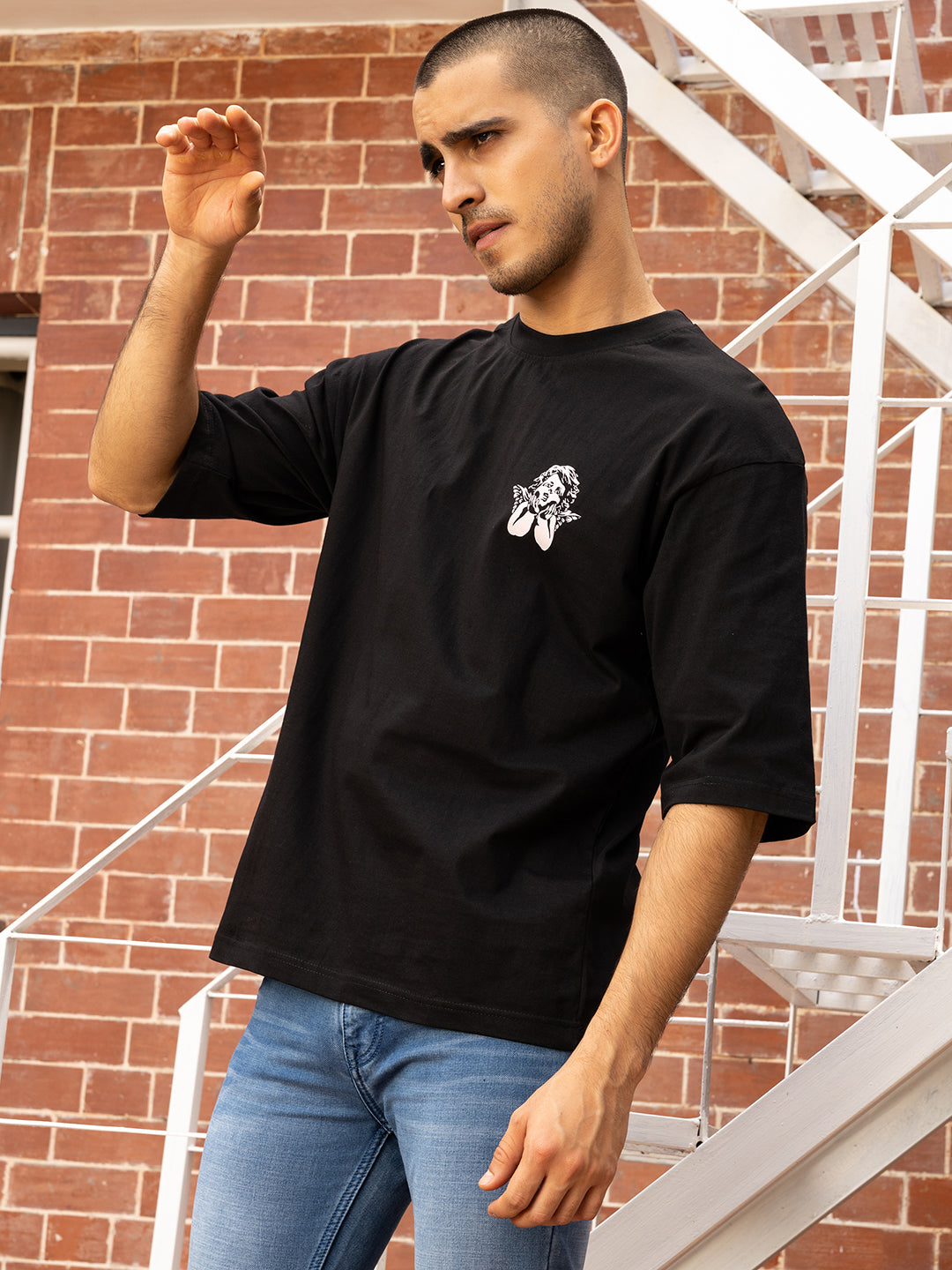 Sorry Black Oversized Drop shoulder Tee by Stylo Fashion