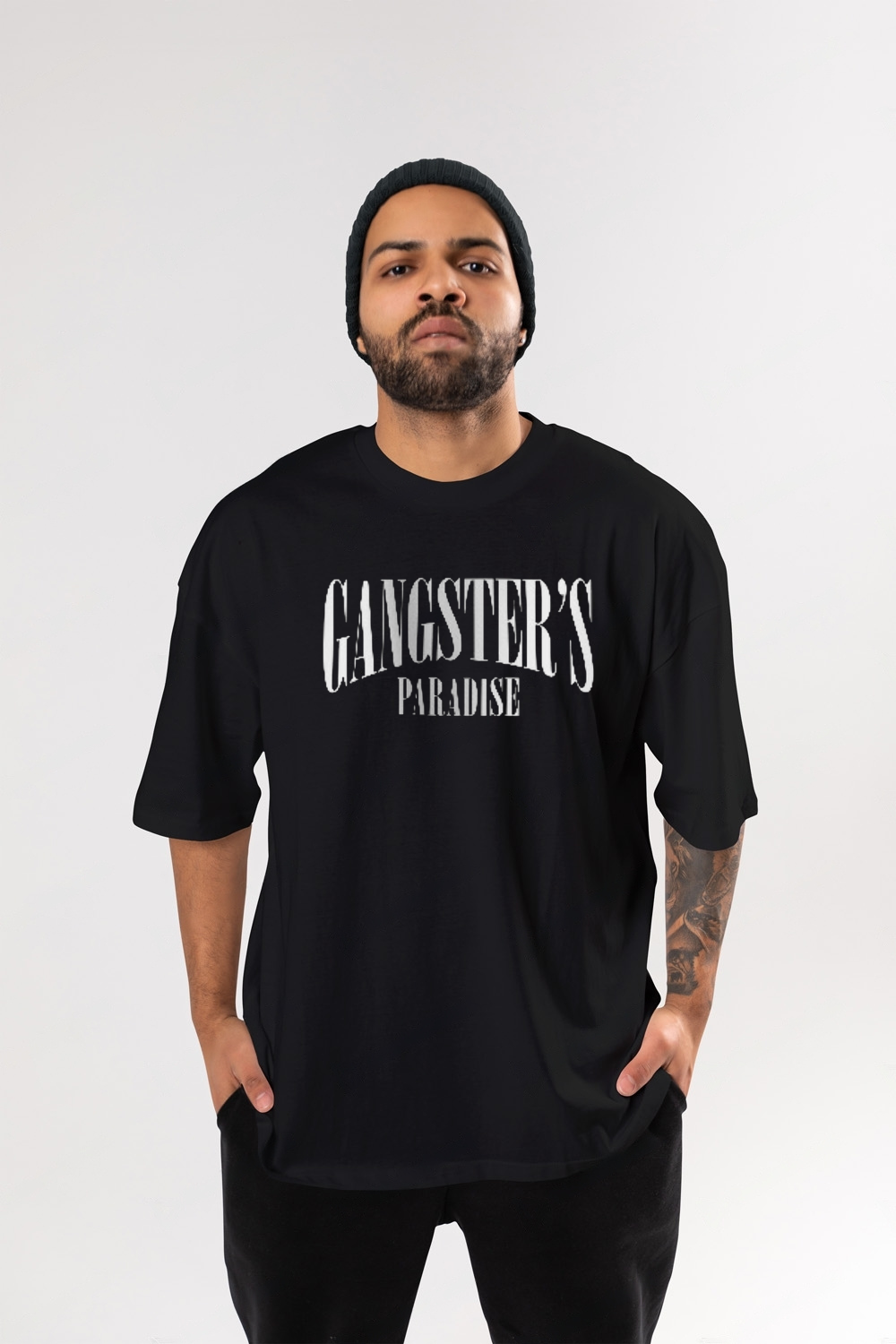 Gangsters Black Oversized T-Shirt - VR Fashion Online